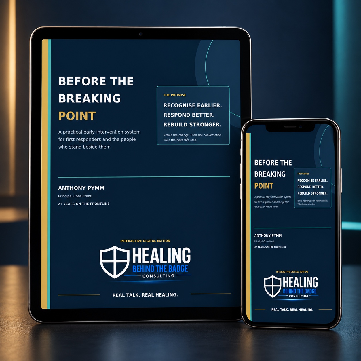 Before the Breaking Point interactive digital edition shown on a tablet and phone